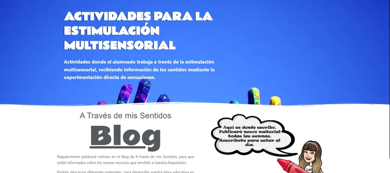 Web de A través de mis Sentidos, blog personal de experiencias