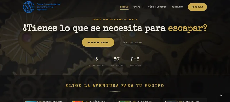 Web de Escapes Generation, escape rooms en Alhama de Murcia