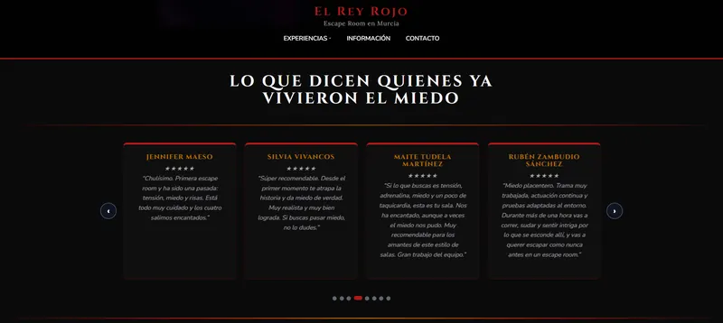 Web de El Rey Rojo Escape Room, sala de escape room
